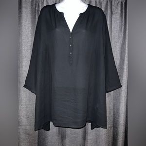 Maurice’s black blouse 3/4 sleeve button accents